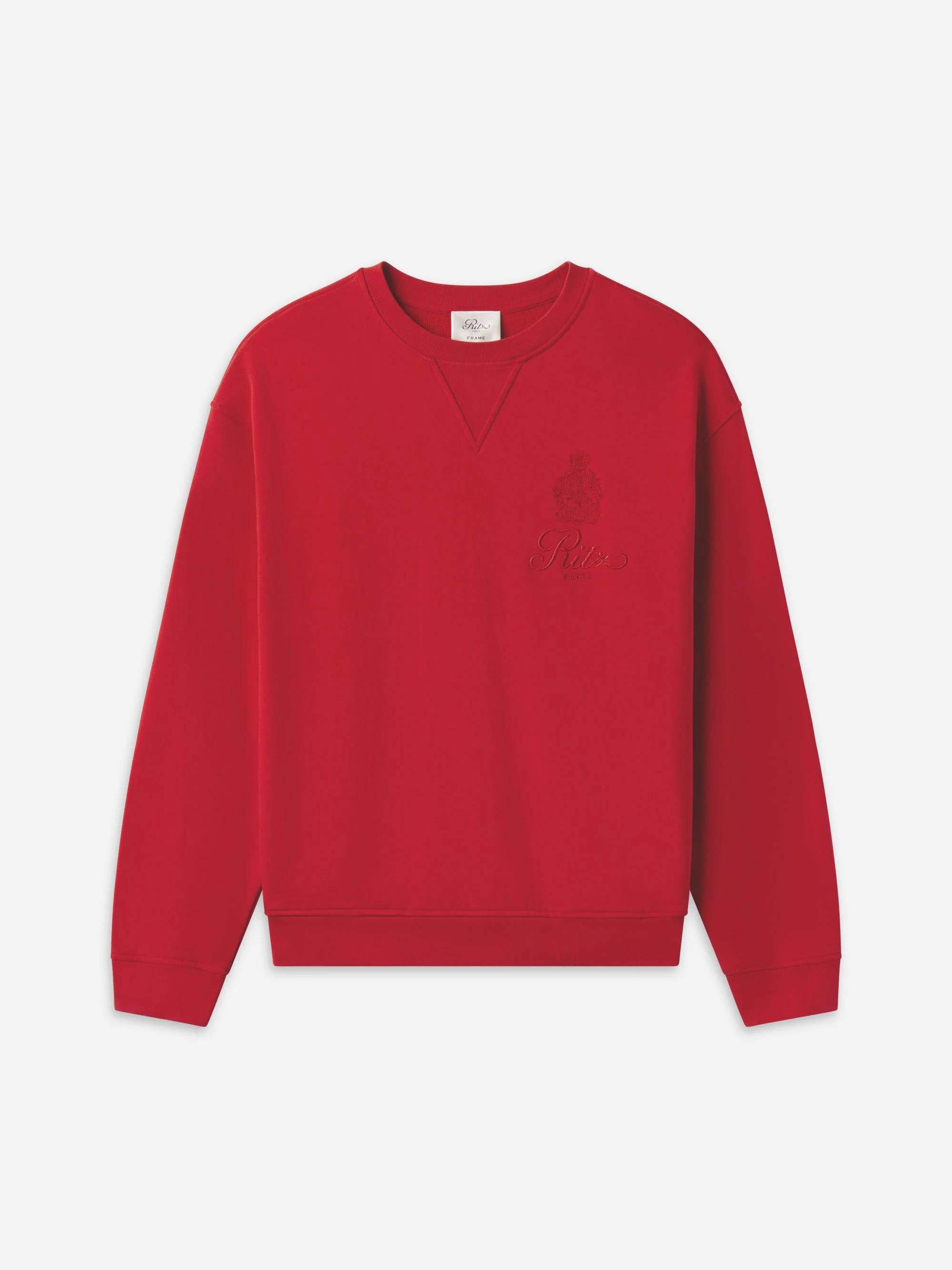 Ritz Unisex Tonal Logo Crewneck in Red - 1