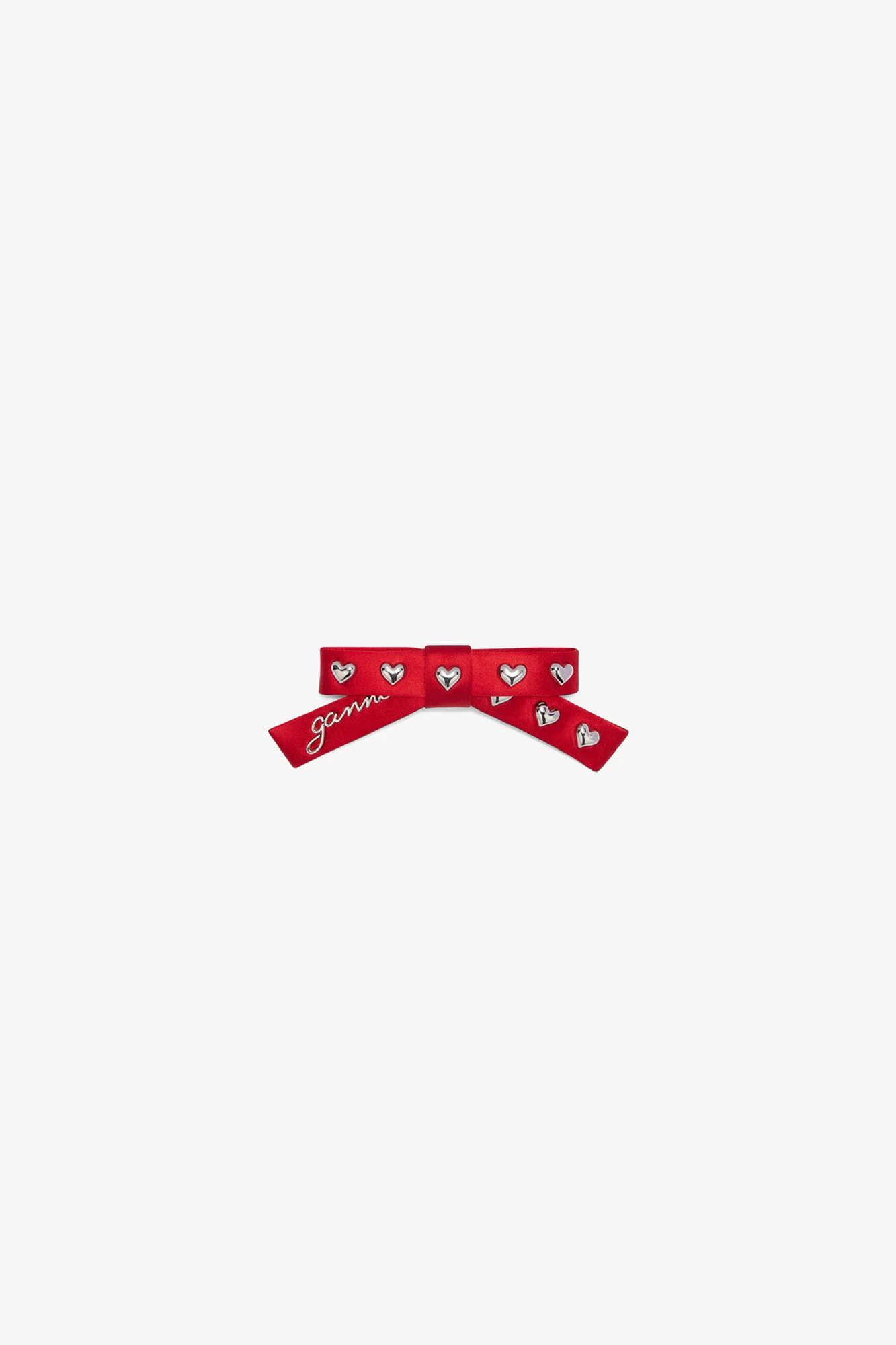 RED EYELET BOW BARRETTE - 1