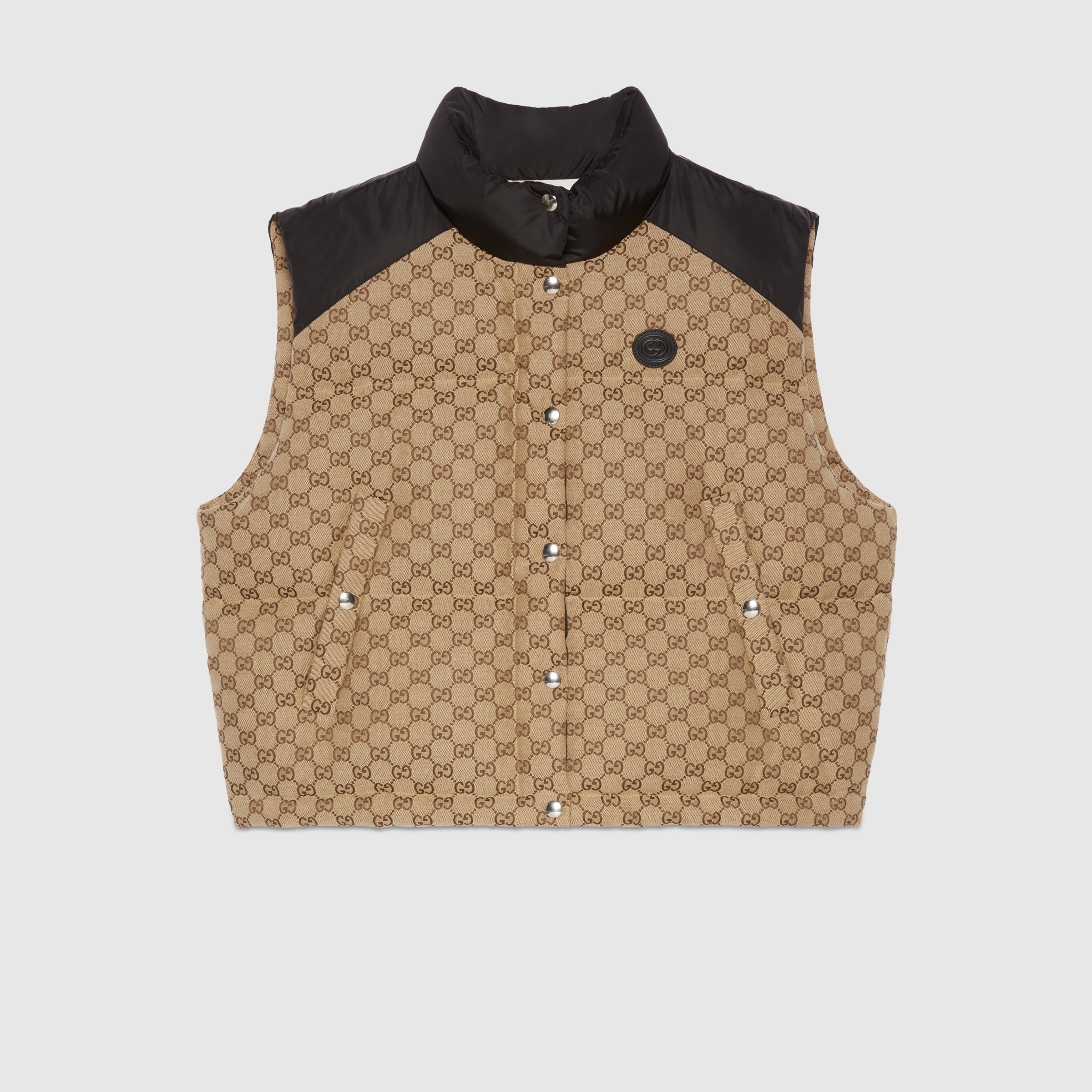 GG cotton canvas puffer vest - 1