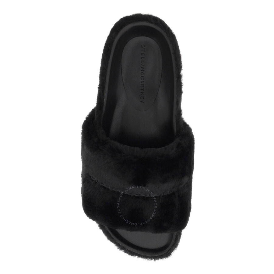 Stella McCartney Black Faux-Fur Slide Sandals - 3