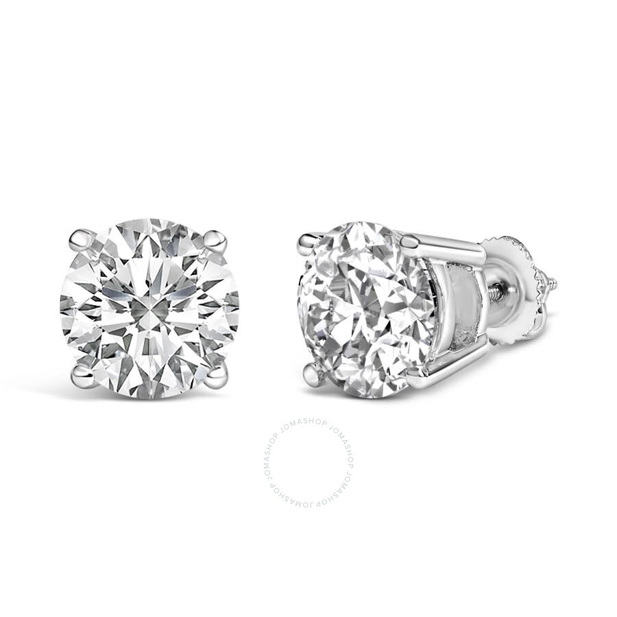 Haus Of Brilliance - Haus of Brilliance 14K White Gold 7.00 Cttw Round Cut Lab Grown Diamond Classic 4-Prong Stud Earring - 2