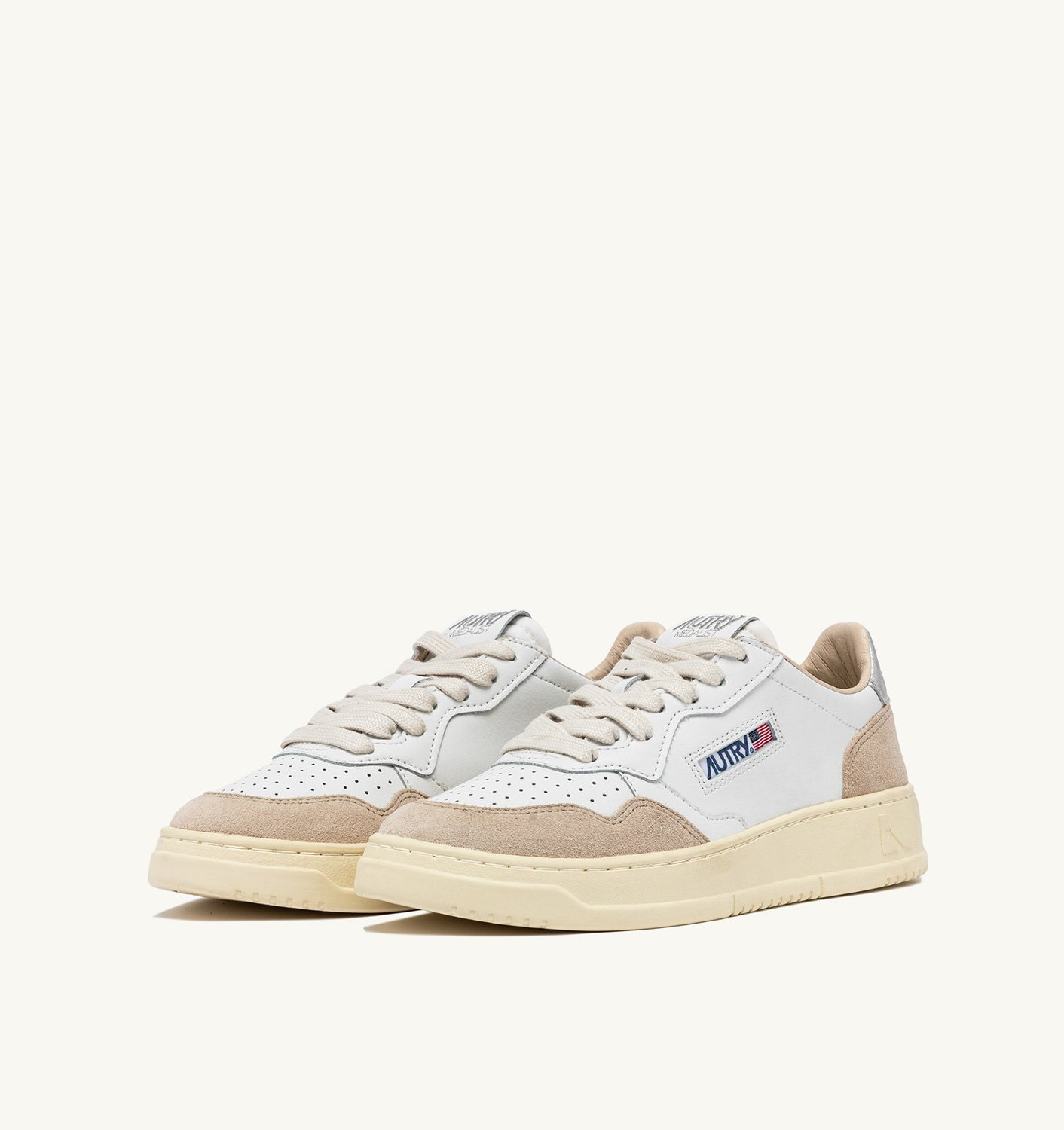 MEDALIST LOW SNEAKERS IN WHITE AND SILVER LEATHER - 2