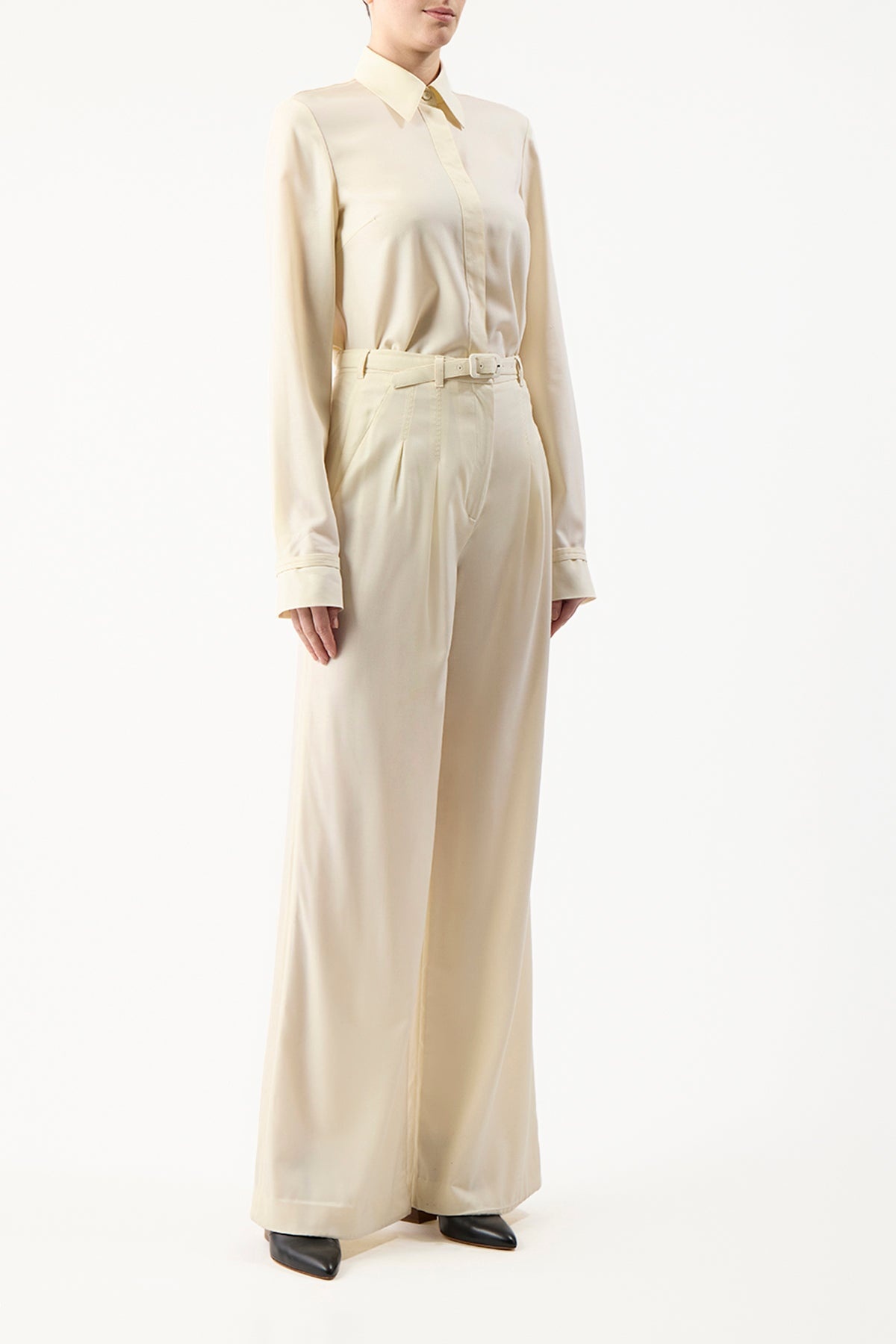 Vargas Pant in Ivory Lightweight Cashmere - 3