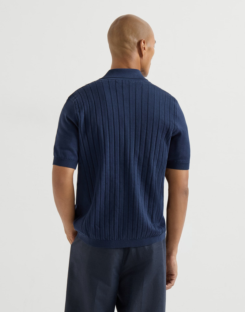 Brunello Cucinelli Cotton textured rib knit shirt outlook