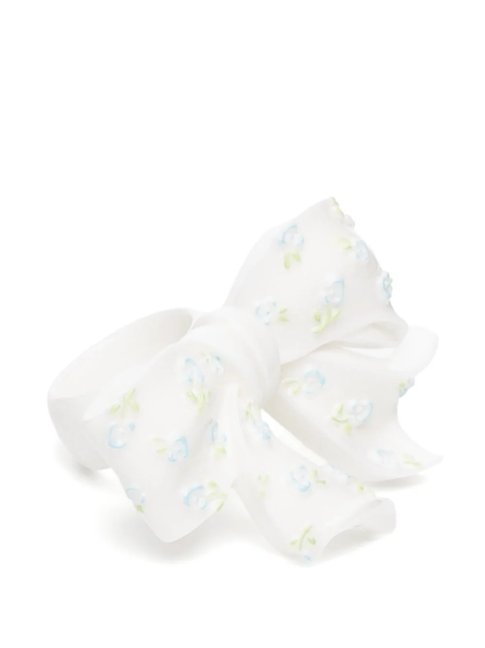 floral-print embossed bow ring - 1