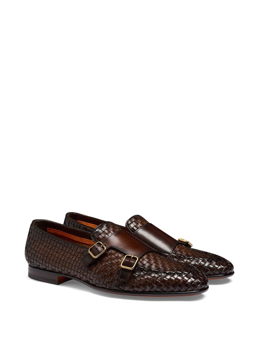 woven leather monk shoes - 2