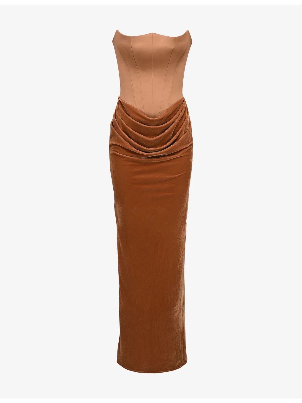 Persephone Fuller-Bust Stretch-Satin and Velvet Maxi Dress - 1