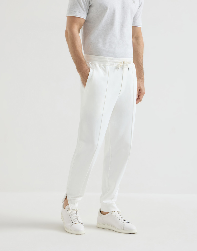 Techno cotton French terry trousers with Crête detail and elasticated zipper cuffs 2