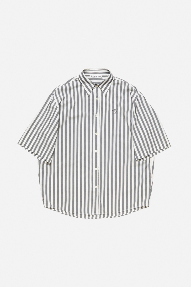 Stripe button-up shirt - Black/white 1