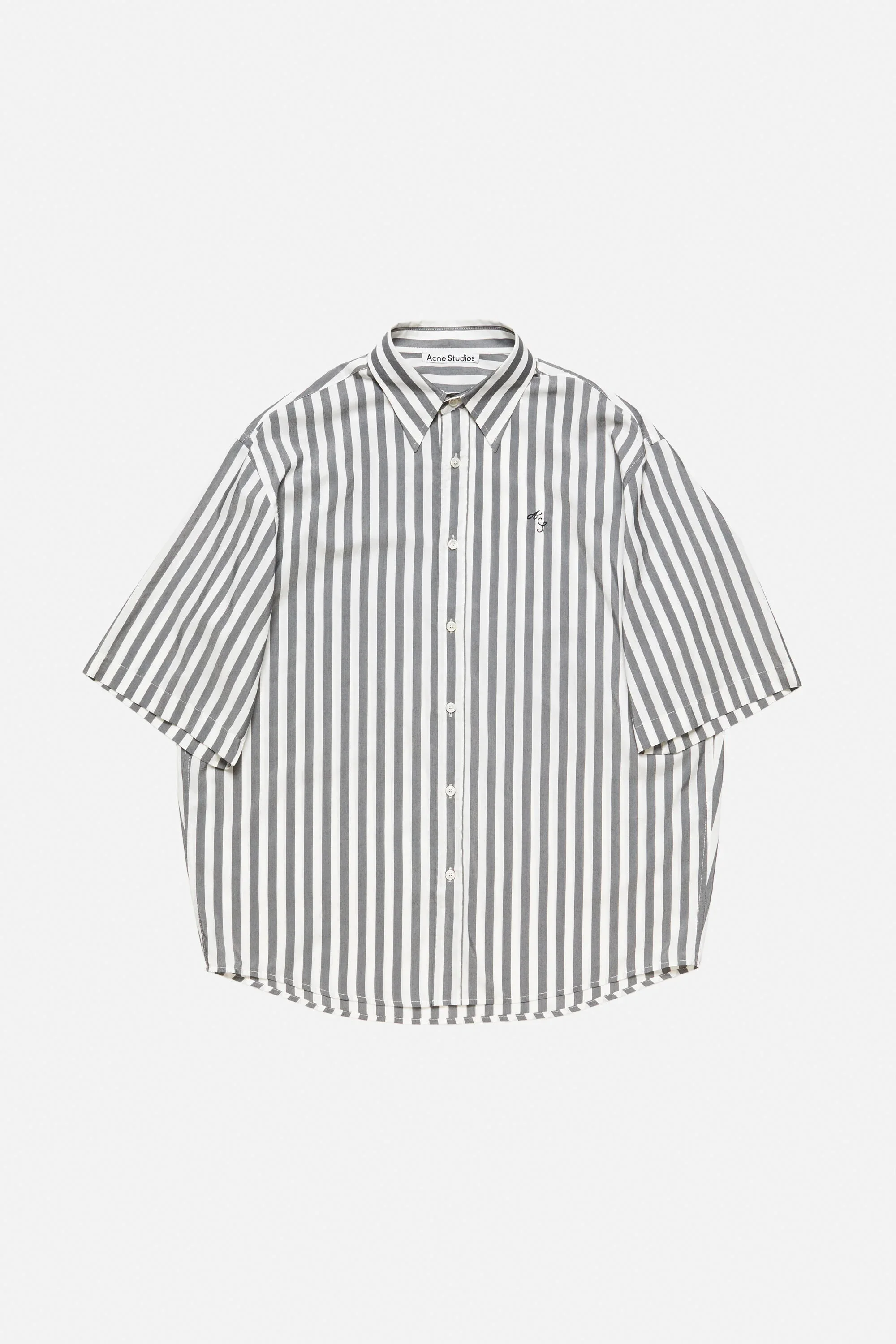 Stripe button-up shirt - Black/white - 1