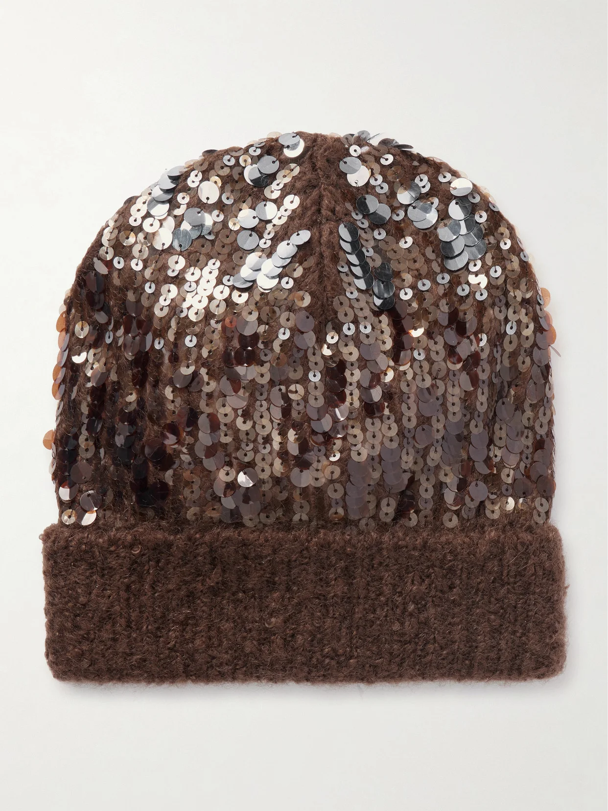 Sequined Ribbed Mohair-blend Beanie - 1