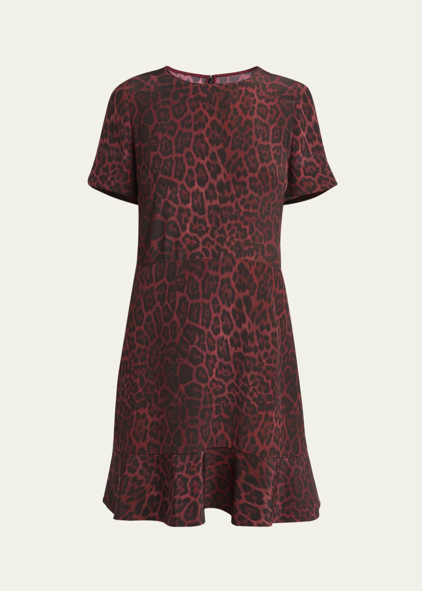 Leopard Print Flared Hem Silk Dress - 1