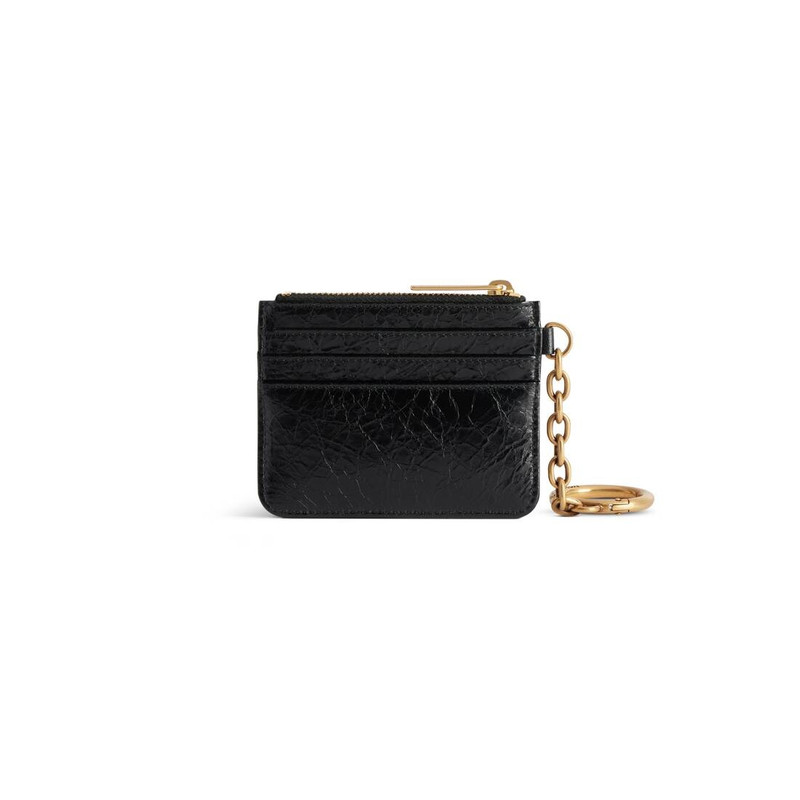 BALENCIAGA Women's Monaco Card Holder With Keychain  in Black outlook