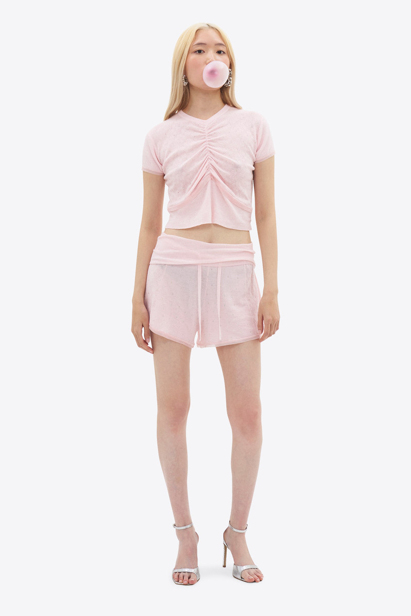 AREA GIRLY RIB KNIT SHORT SLEEVE TOP outlook