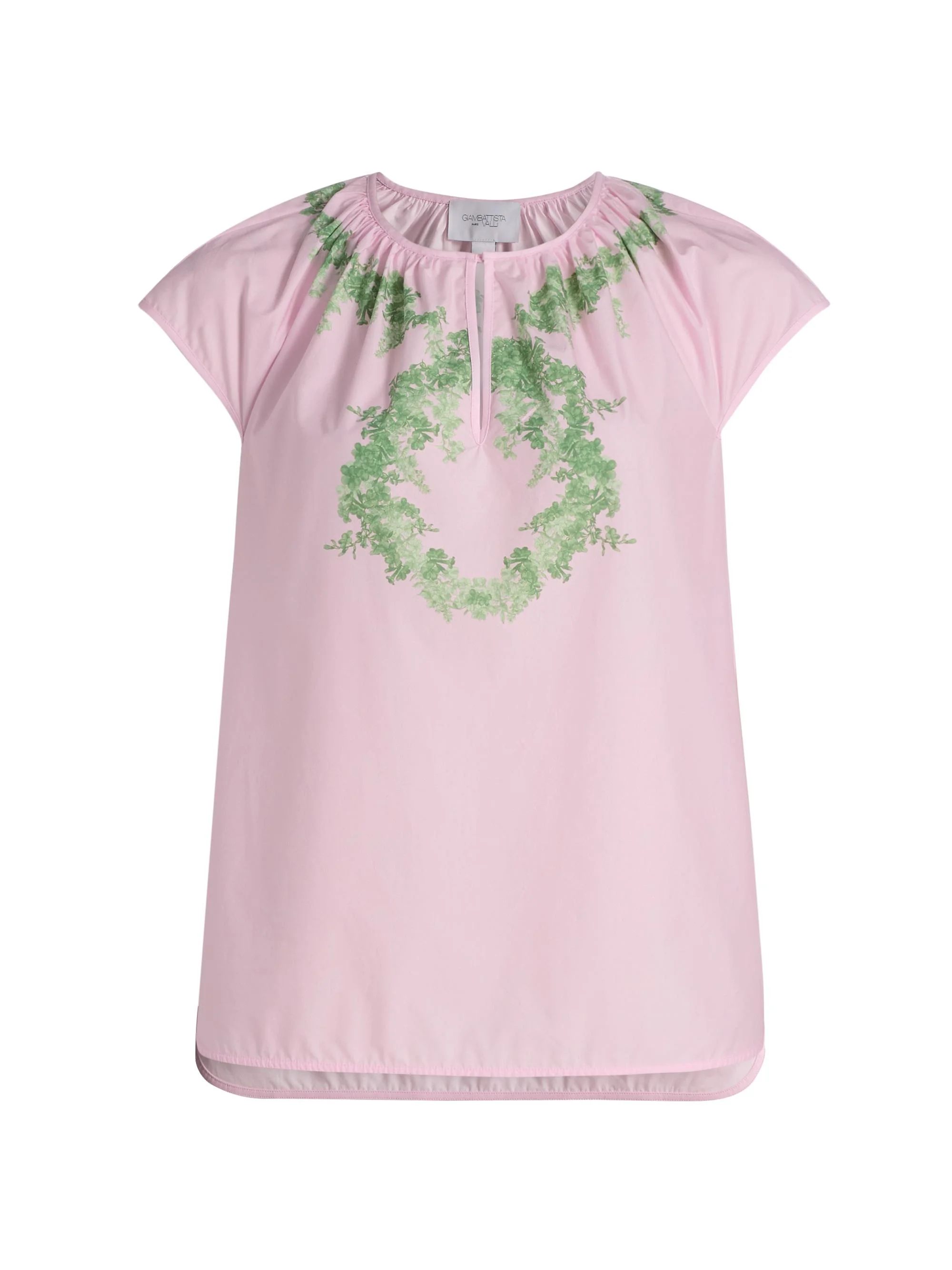 Women's Floral Cotton Poplin Blouse - Rose Green - 1