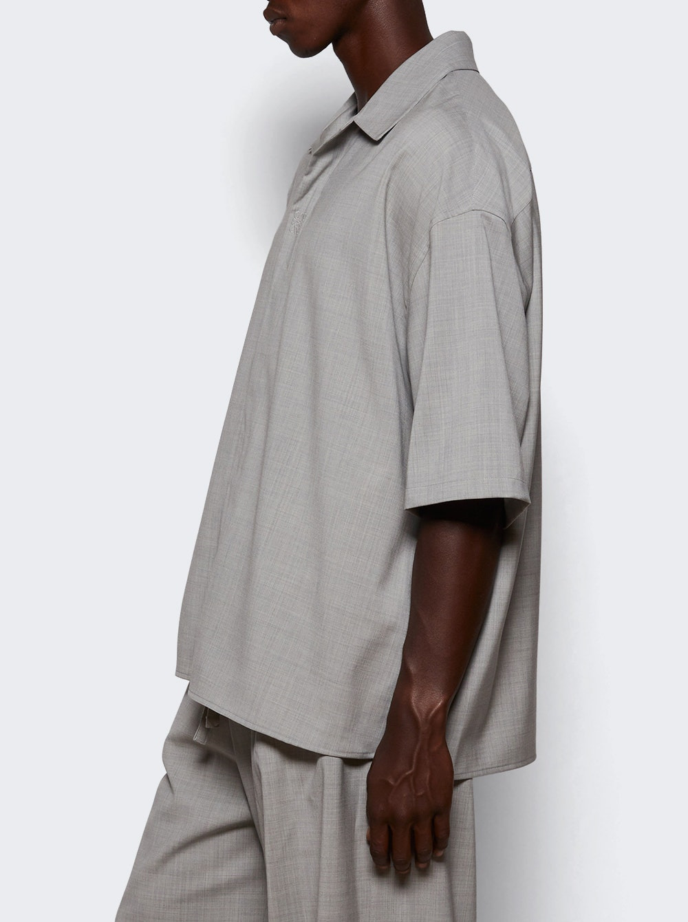 Wool Short Sleeve Shirt Grey - 3