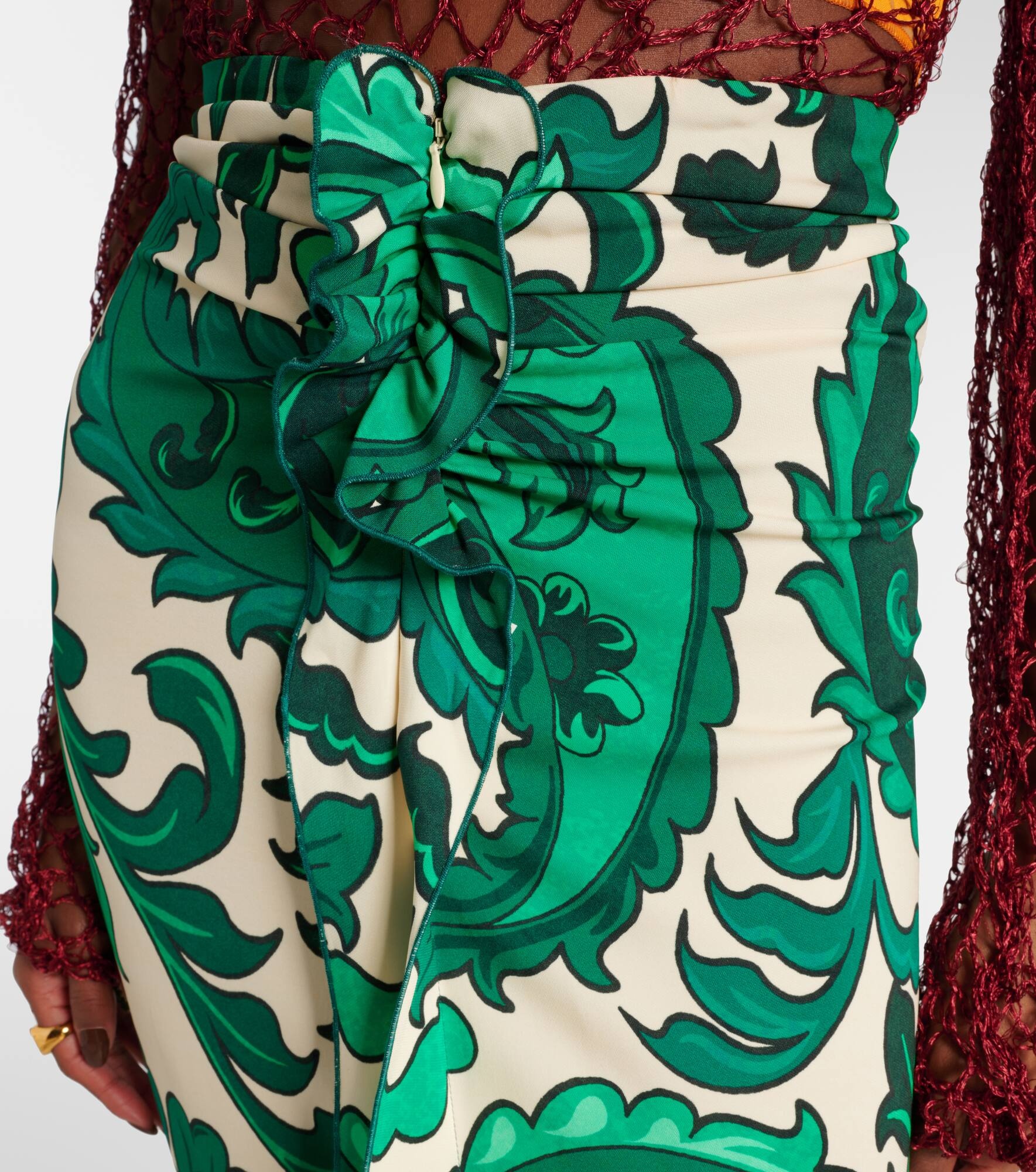 Paisley ruffled midi skirt - 4