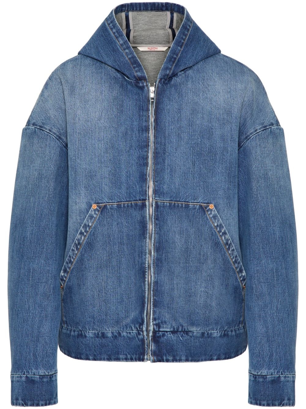 hooded denim jacket - 1