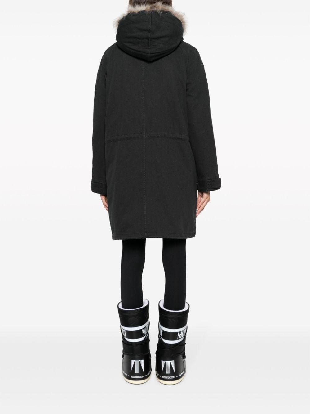 shearling-trim gabardine parka - 4