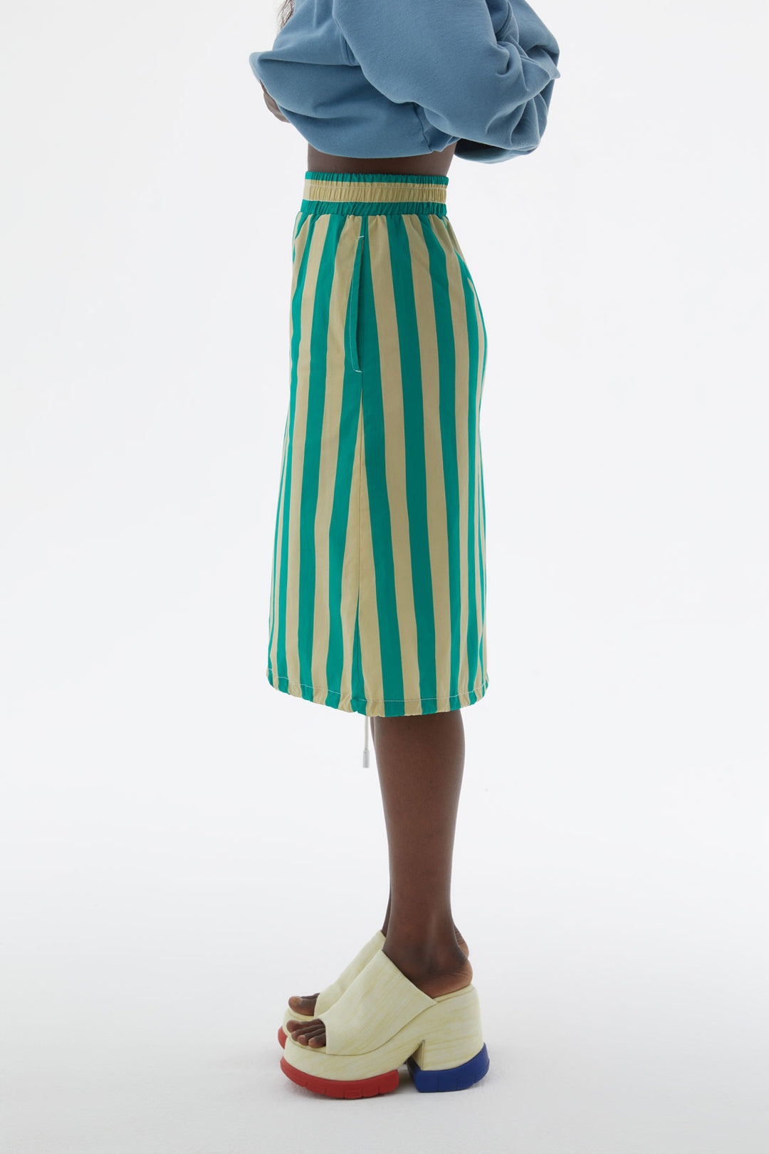 ELASTIC SKIRT WITH GREEN & YELLOW STRIPES - 3