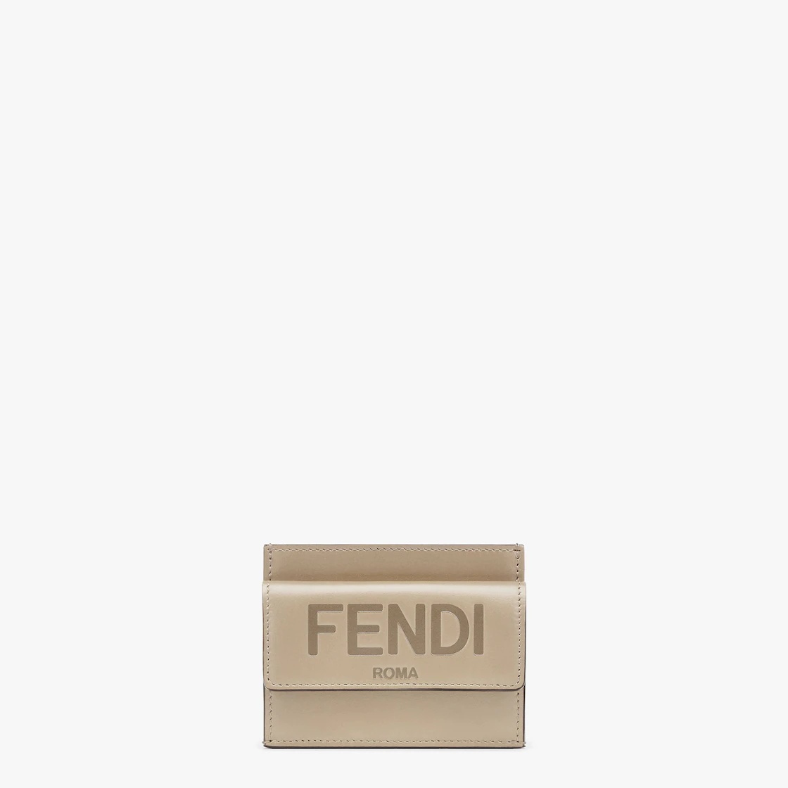 Fendi Roma card holder with three card slots and coin pocket with snap button. Made of dove gray lea 1