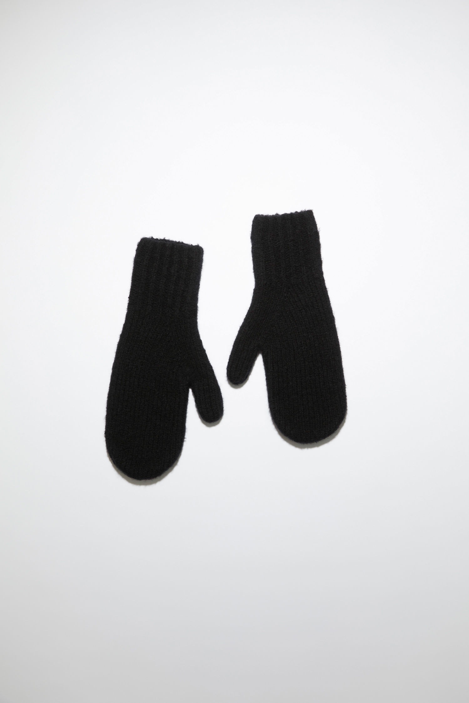 Wool blend mittens - All black - 1