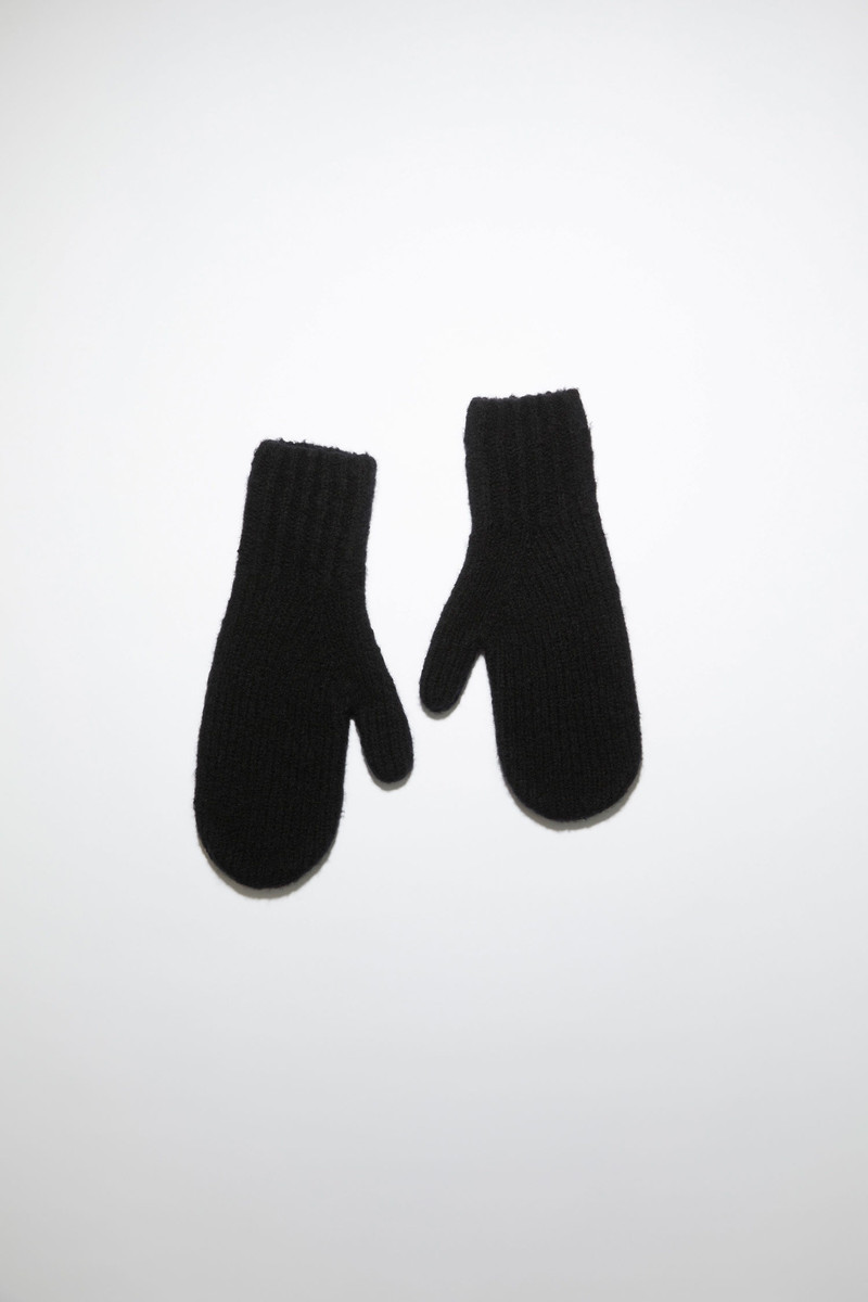 Wool blend mittens - All black 1