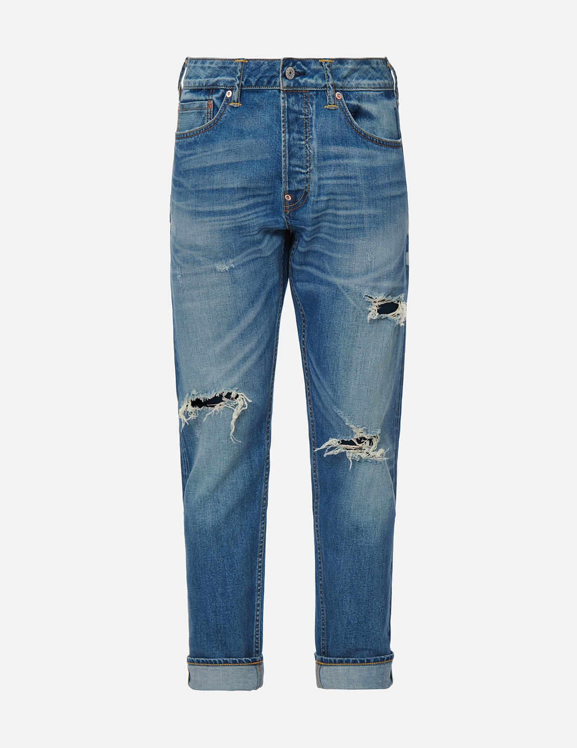 DECONSTRUCTED KAMON PRINT CROPPED-LENGTH CARROT FIT JEANS #2017 - 1