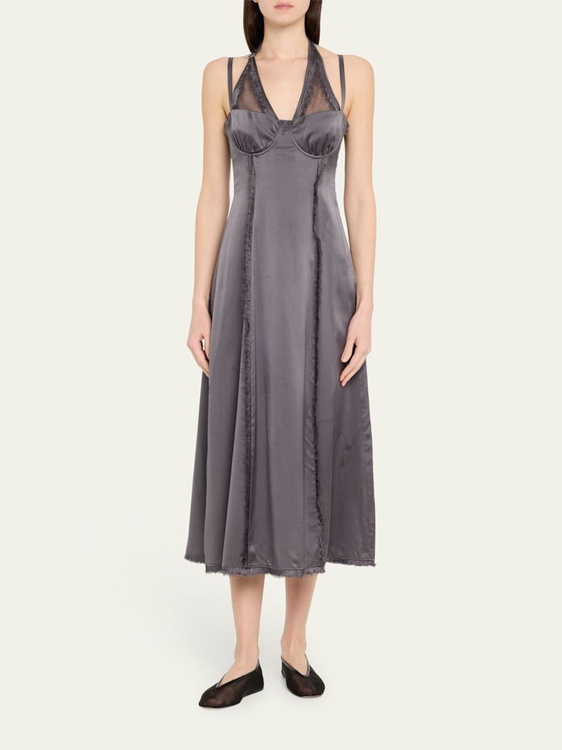 JANE/WADE Shredded Silk Midi Dress outlook