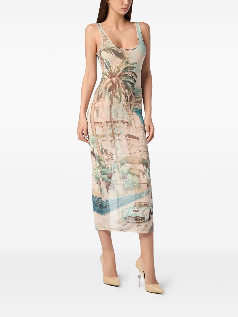 abstract-print midi dress - 3