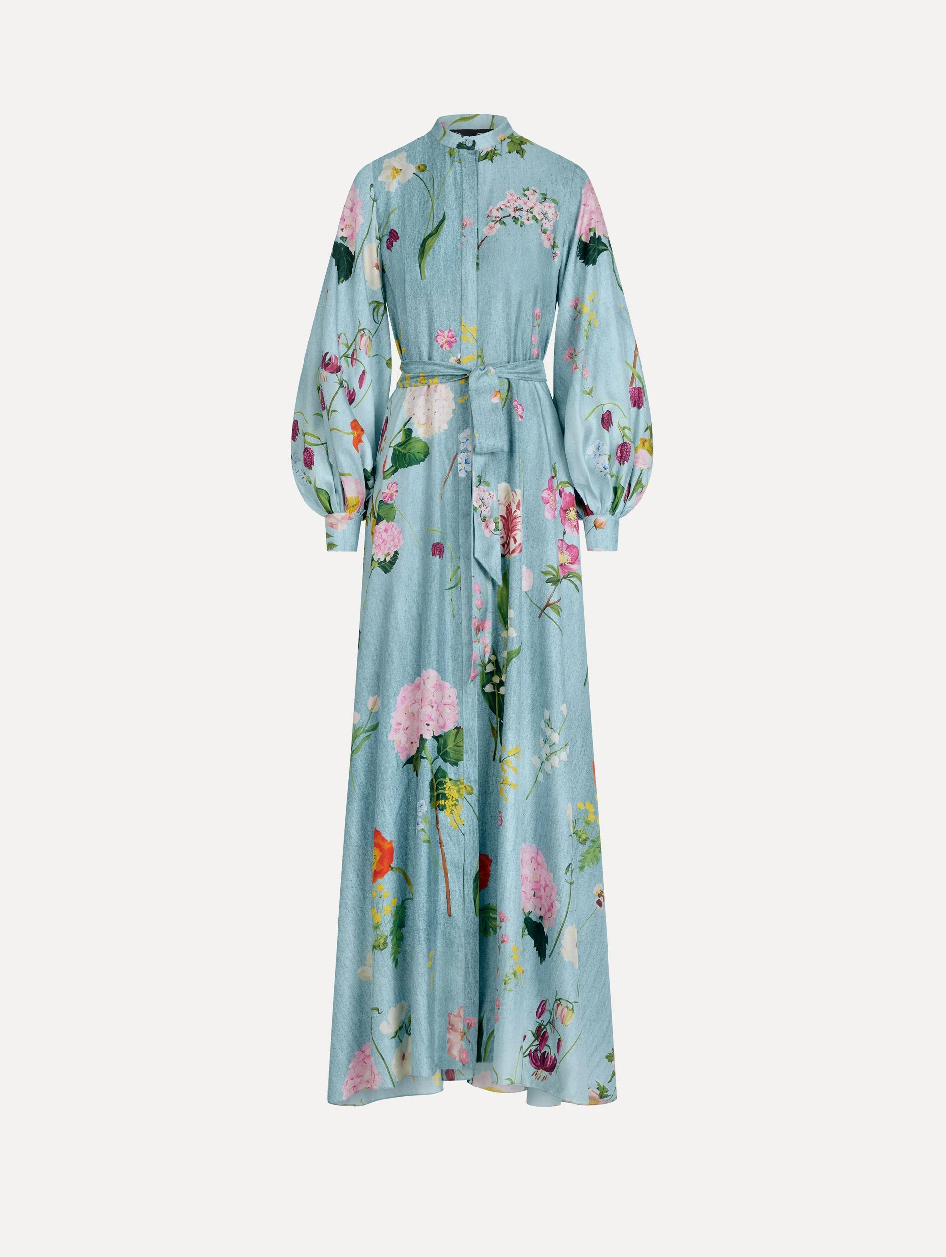 MIXED BOTANICAL SILK TWILL CAFTAN - 1