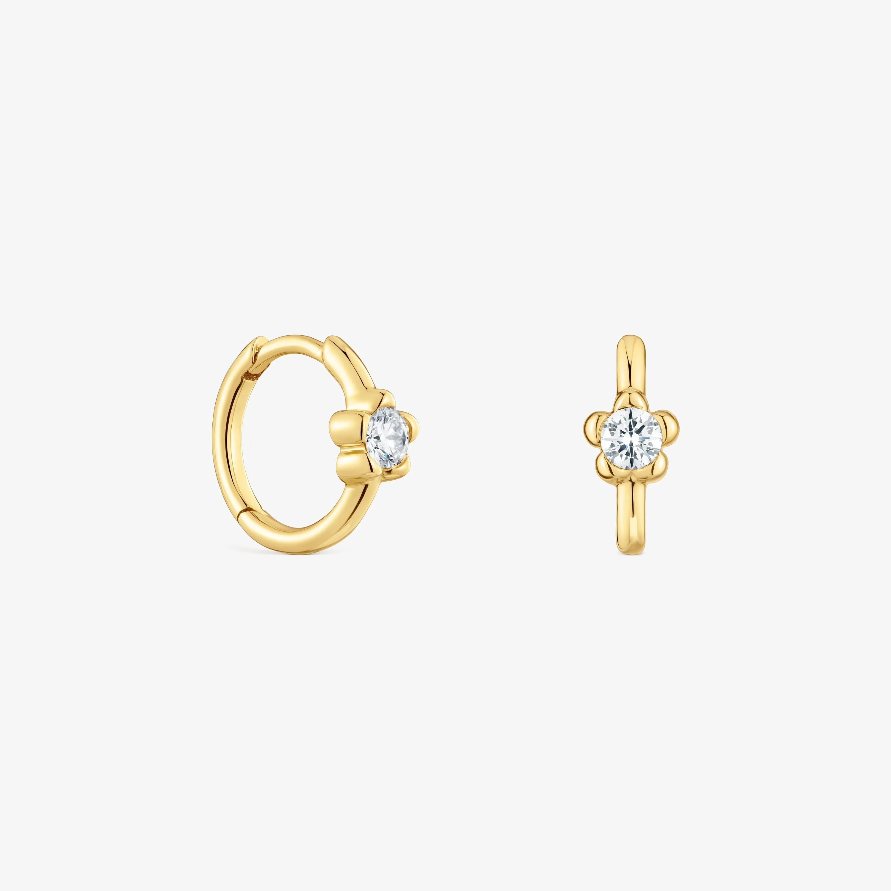 18K solid gold Hoop earrings with lab-grown diamonds and flower motif TOUS Lili - 1