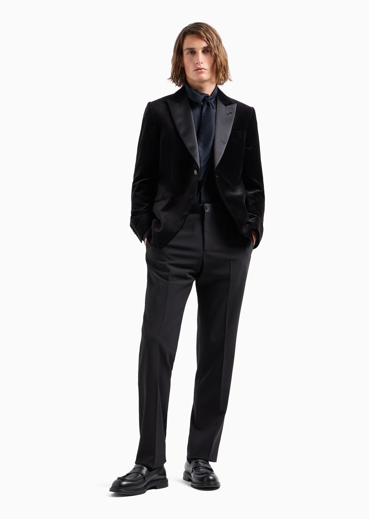Virgin-wool two-way stretch canvas trousers with satin waist - 4
