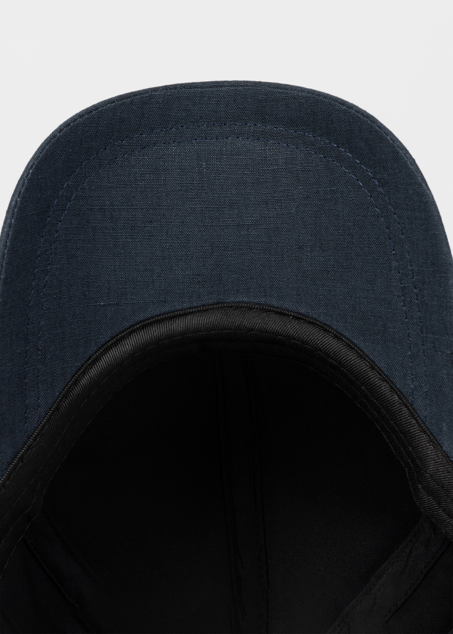 Dark Navy Linen Signature Stripe Trim Cap - 3