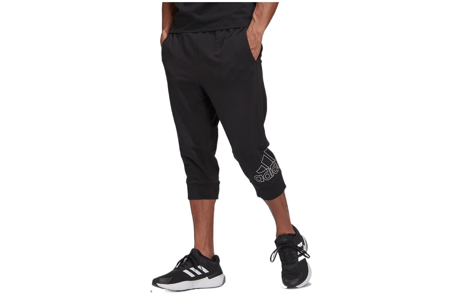 Men's adidas Solid Color Pants Logo Casual Sports Pants/Trousers/Joggers Black HE1827 - 3