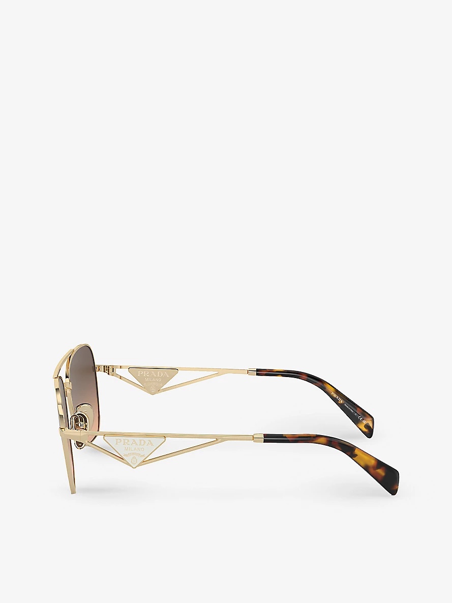 PR A50S aviator-frame tortoiseshell metal sunglasses - 3