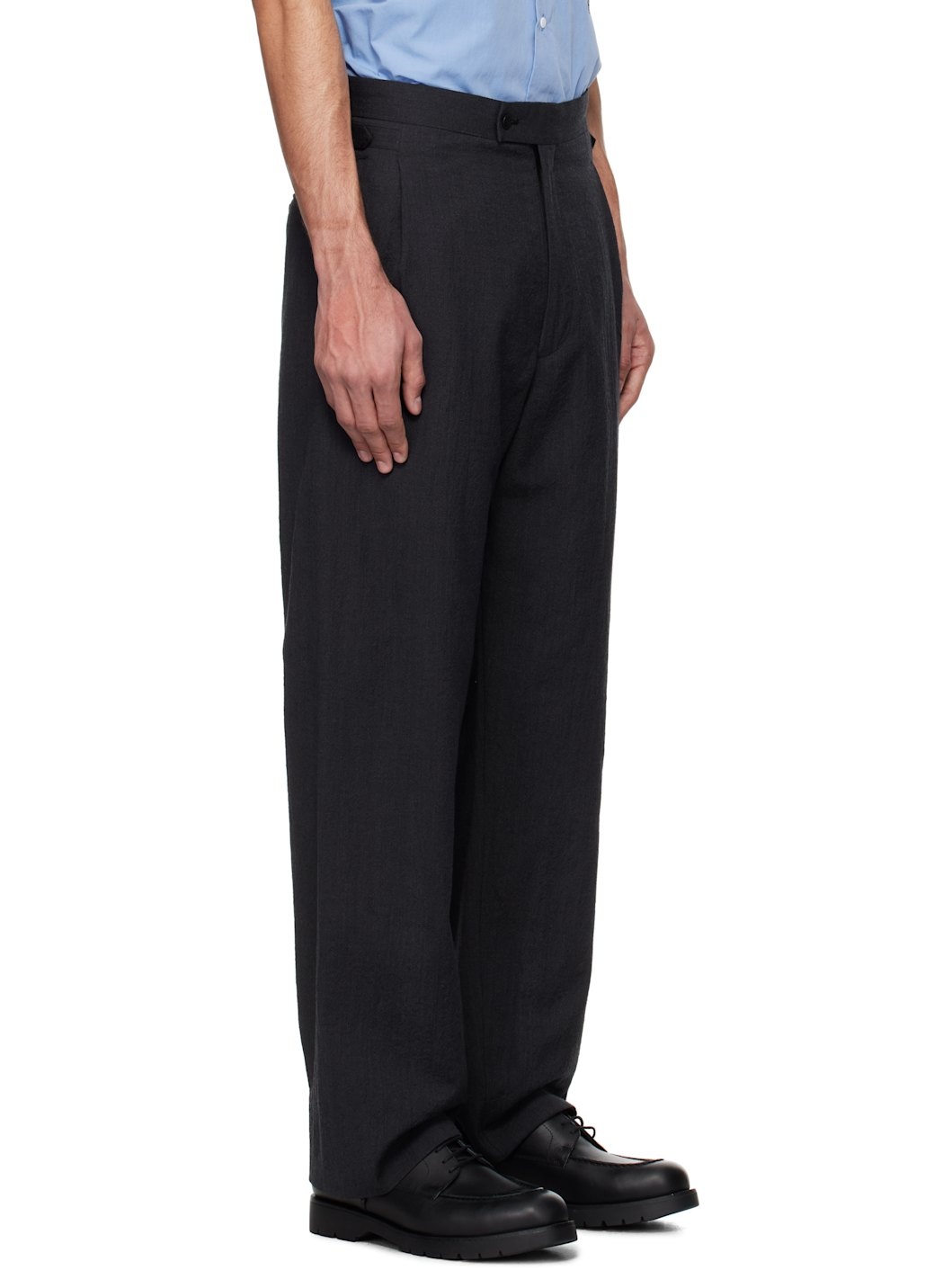 Gray Seamless Pleat Trousers - 2