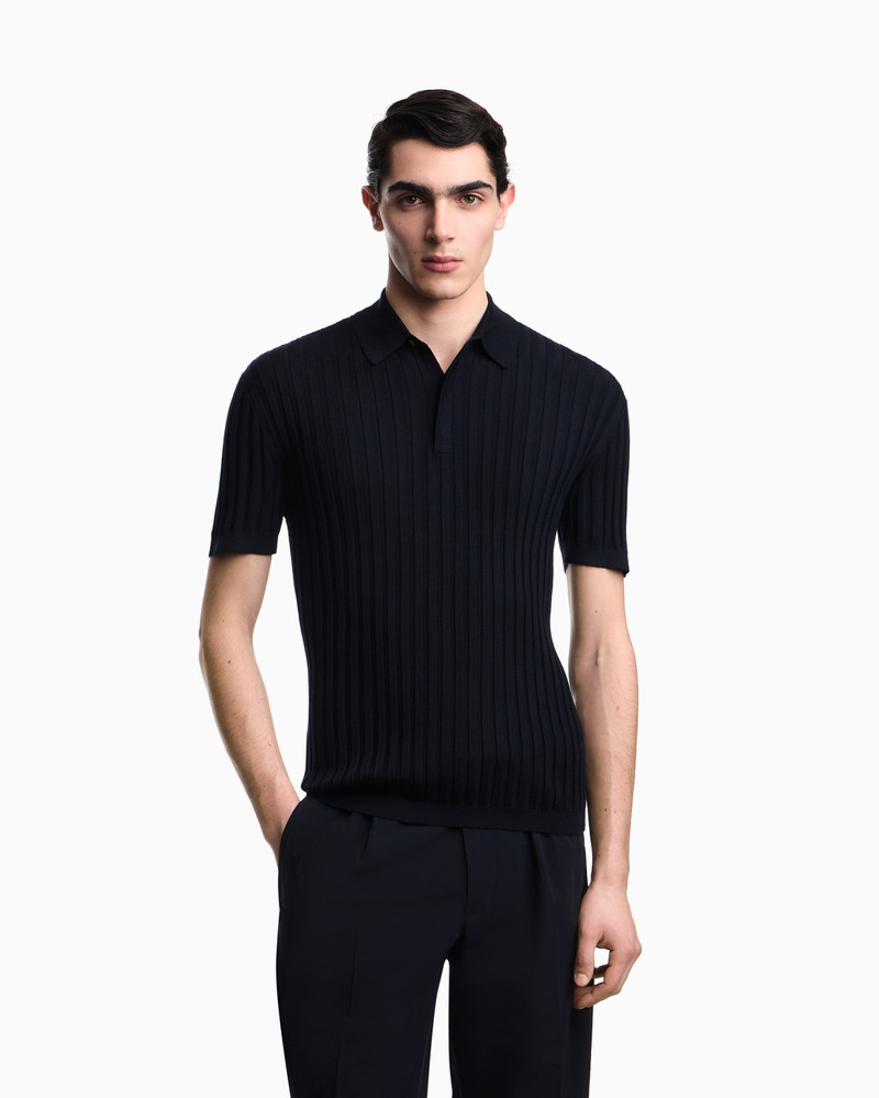 EMPORIO ARMANI TRAVEL ESSENTIAL JACQUARD POLO COLLAR SWEATER outlook