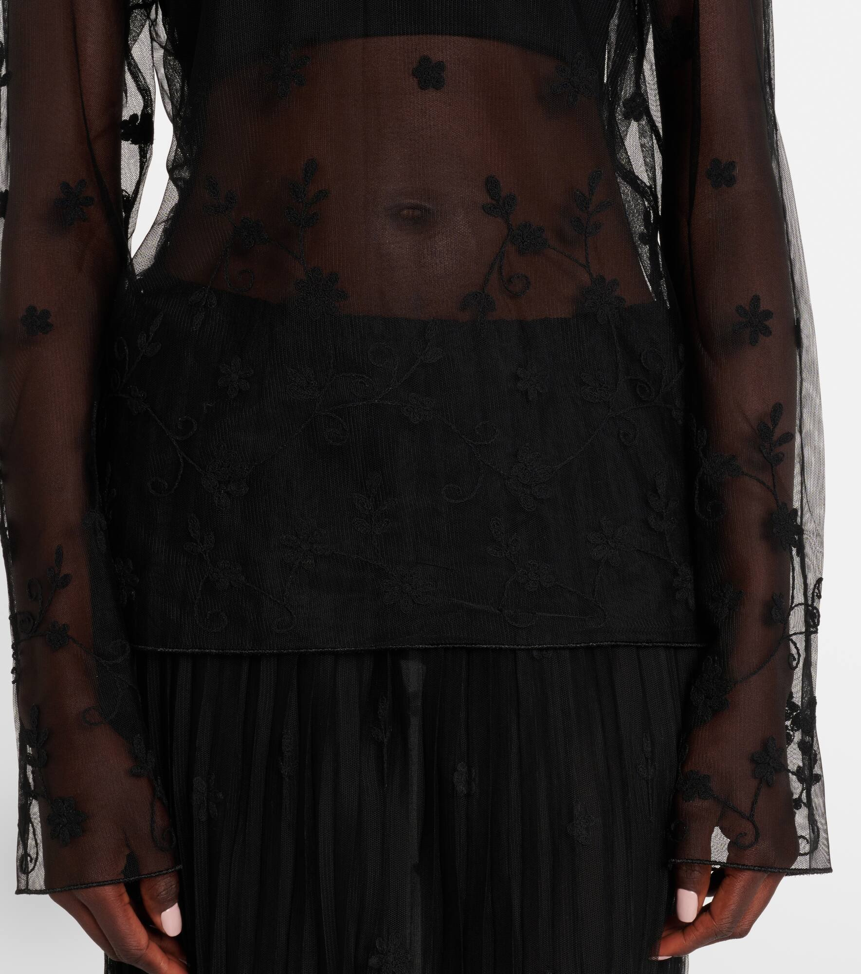 Embroidered tulle blouse - 5