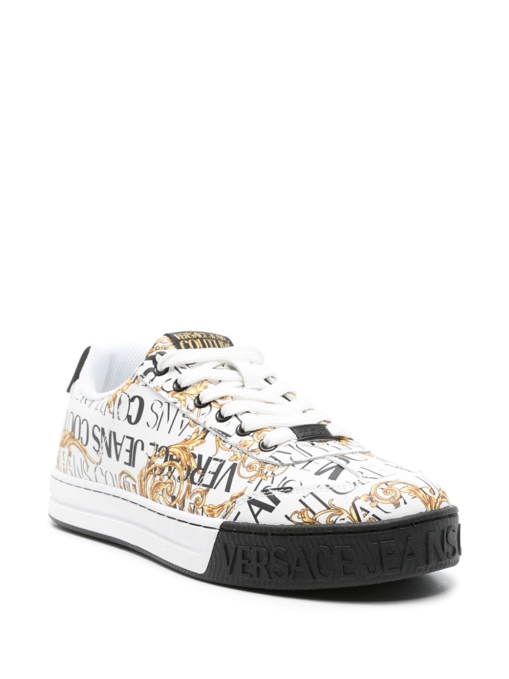Barocco-print lace-up sneakers - 2