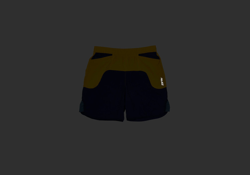 PALACE FRONT RUNNER SHORTS NAVY / YELLOW outlook