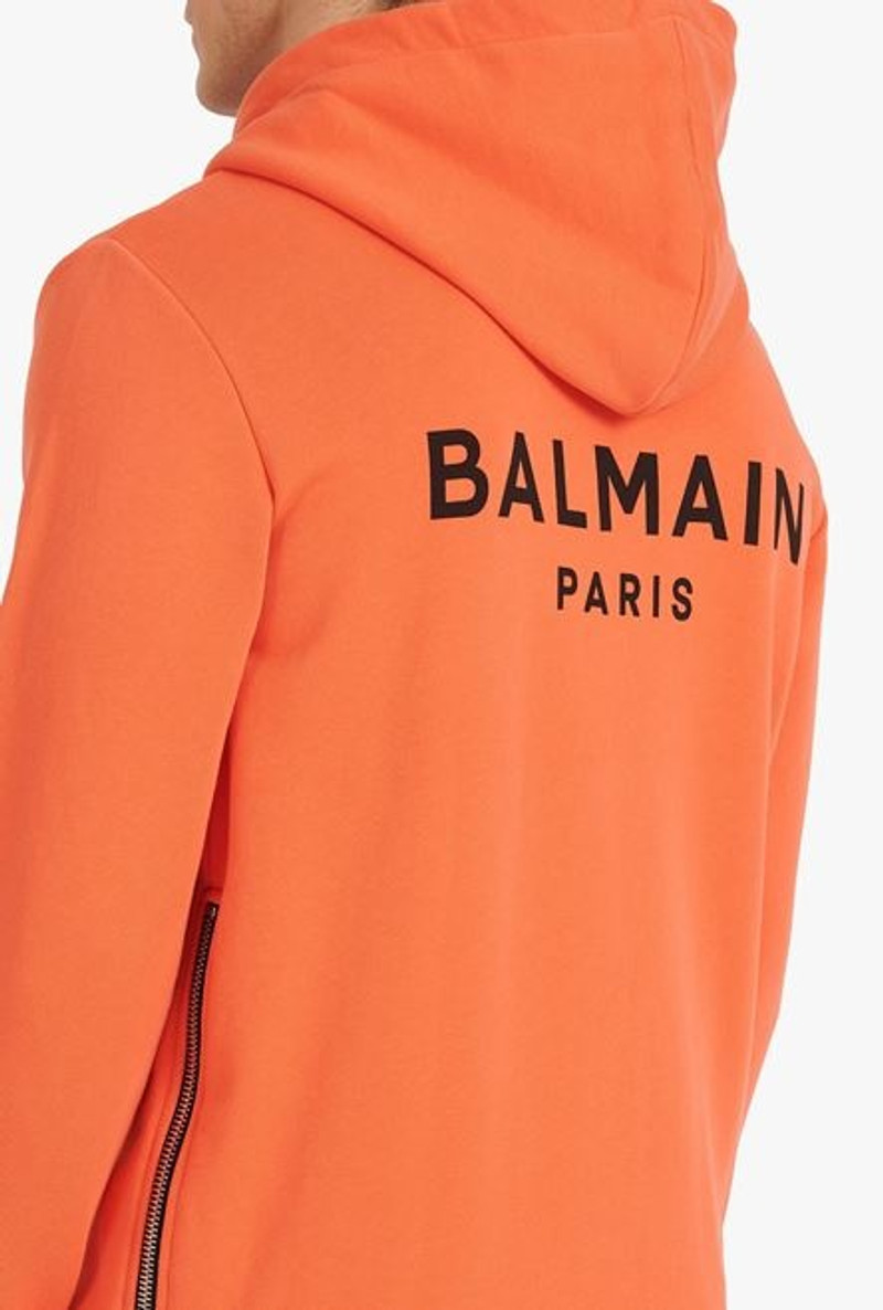 Orange cotton sweatshirt with black Balmain logo 10