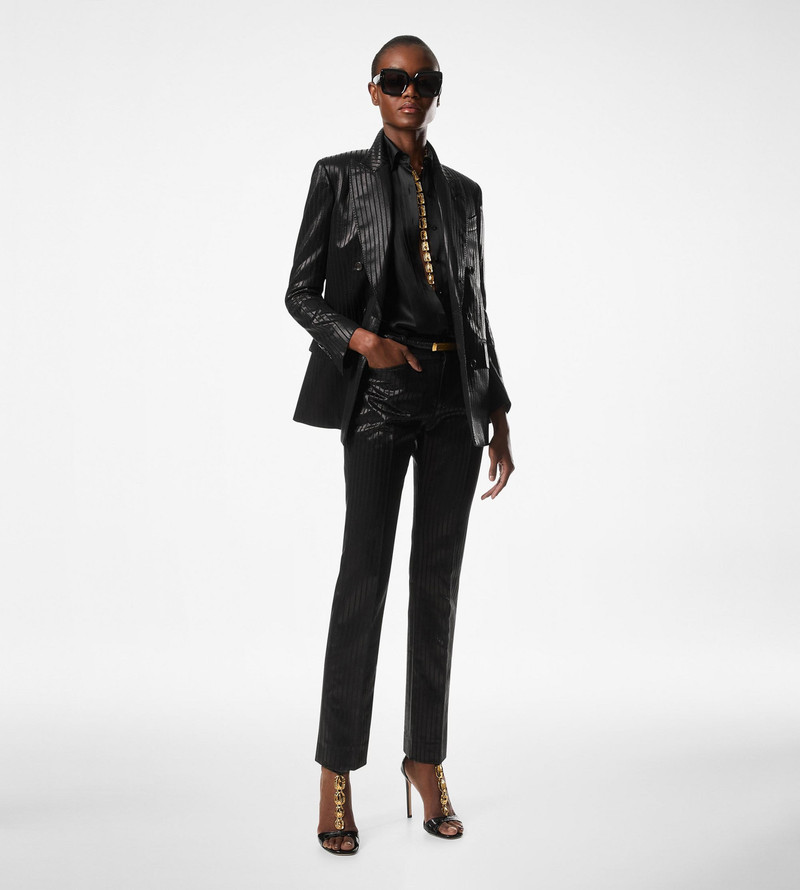 LUSTROUS STRIPED "WALLIS" TAILORED PANTS 3