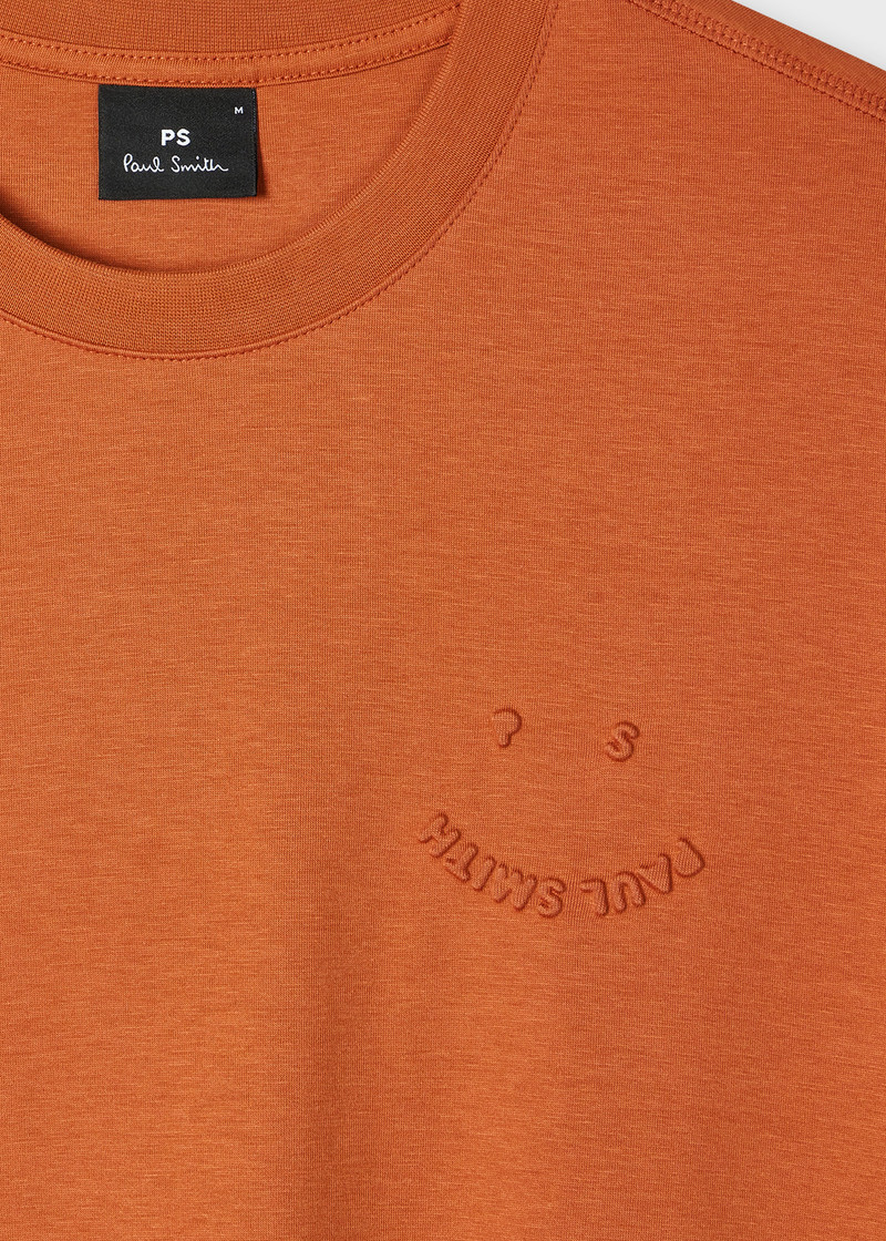 Paul Smith Casual-Fit Rust Orange Embossed 'Happy' T-Shirt outlook