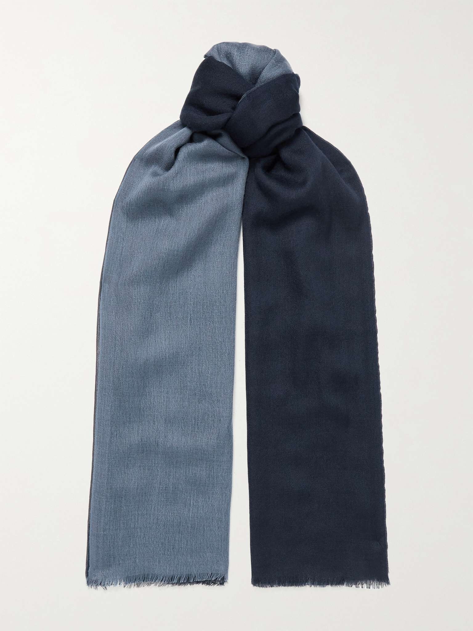 Fringed Colour-Block Cashmere and Silk-Blend Scarf - 1