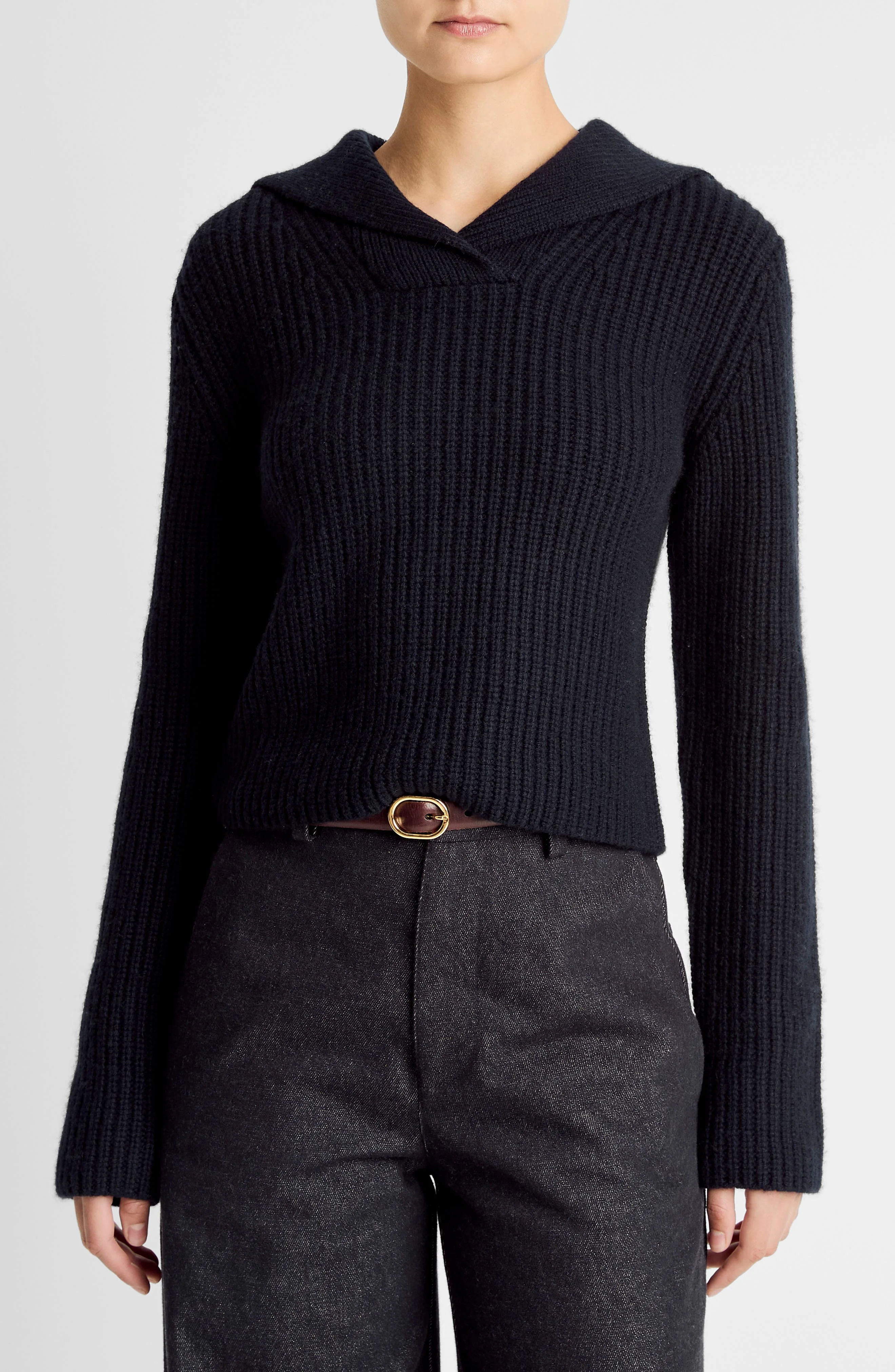 Vince Rib Wool & Cashmere Sailor Collar Sweater in Coastal at Nordstrom - 1