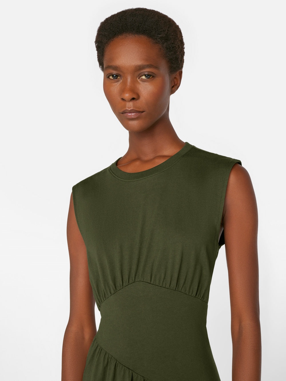 Gathered Seam Knit Dress in Fatigue - 3