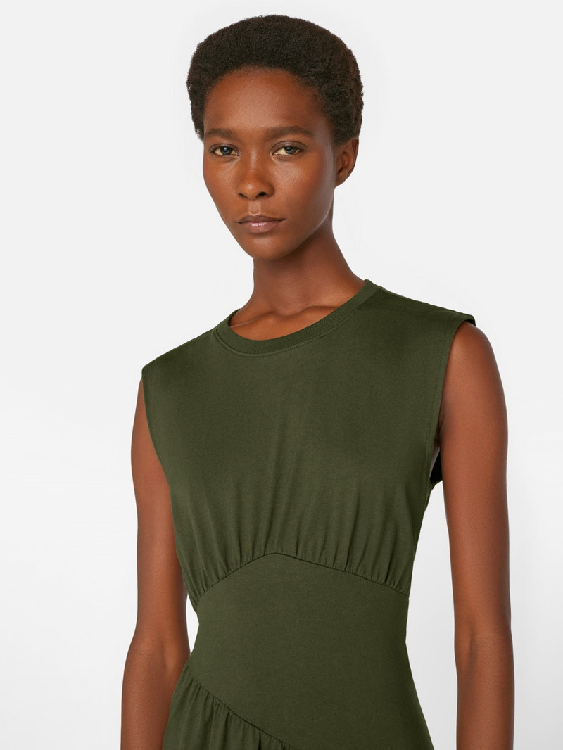 Gathered Seam Knit Dress in Fatigue 3