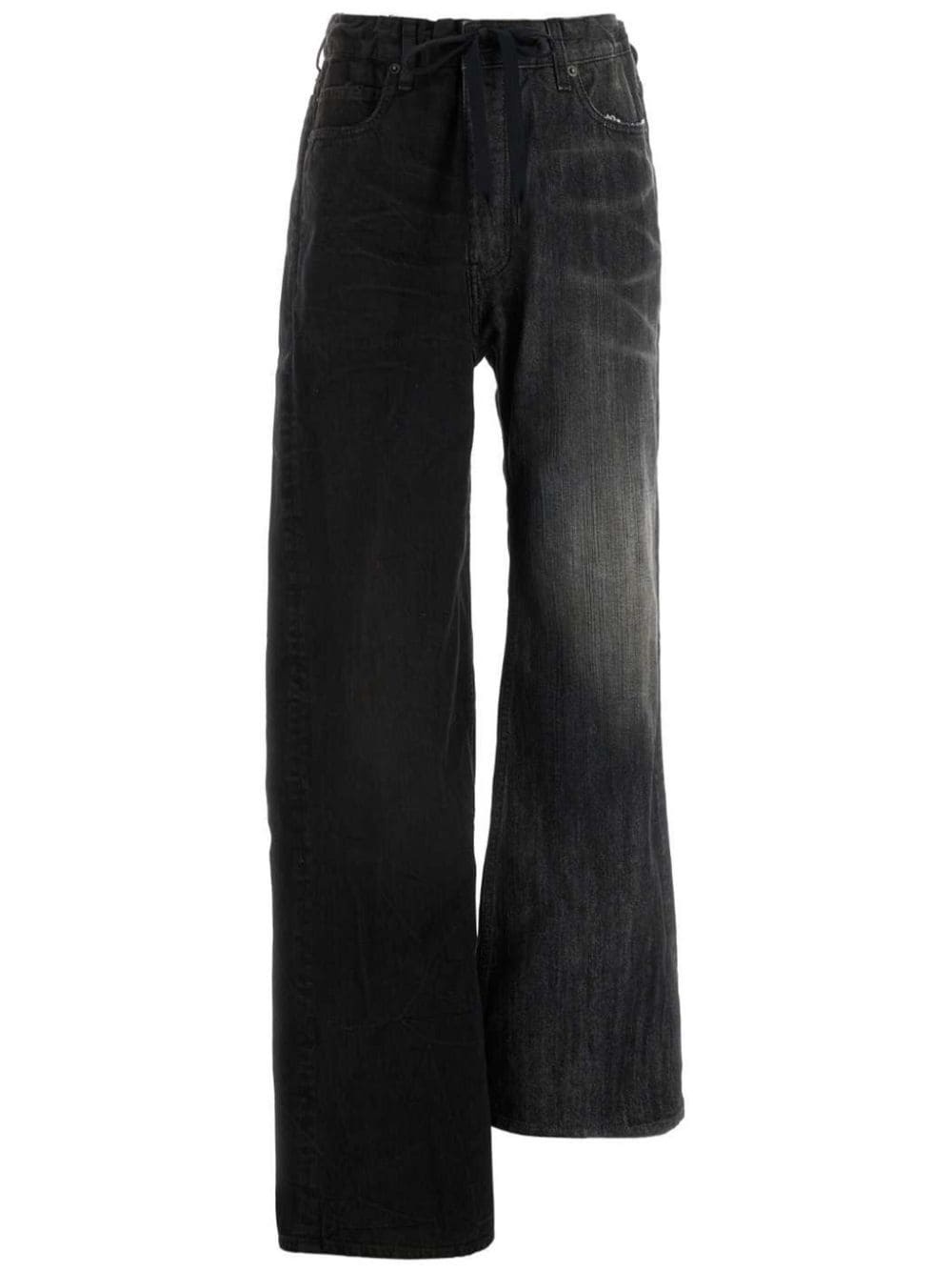 two-tone design wide-leg jeans - 1