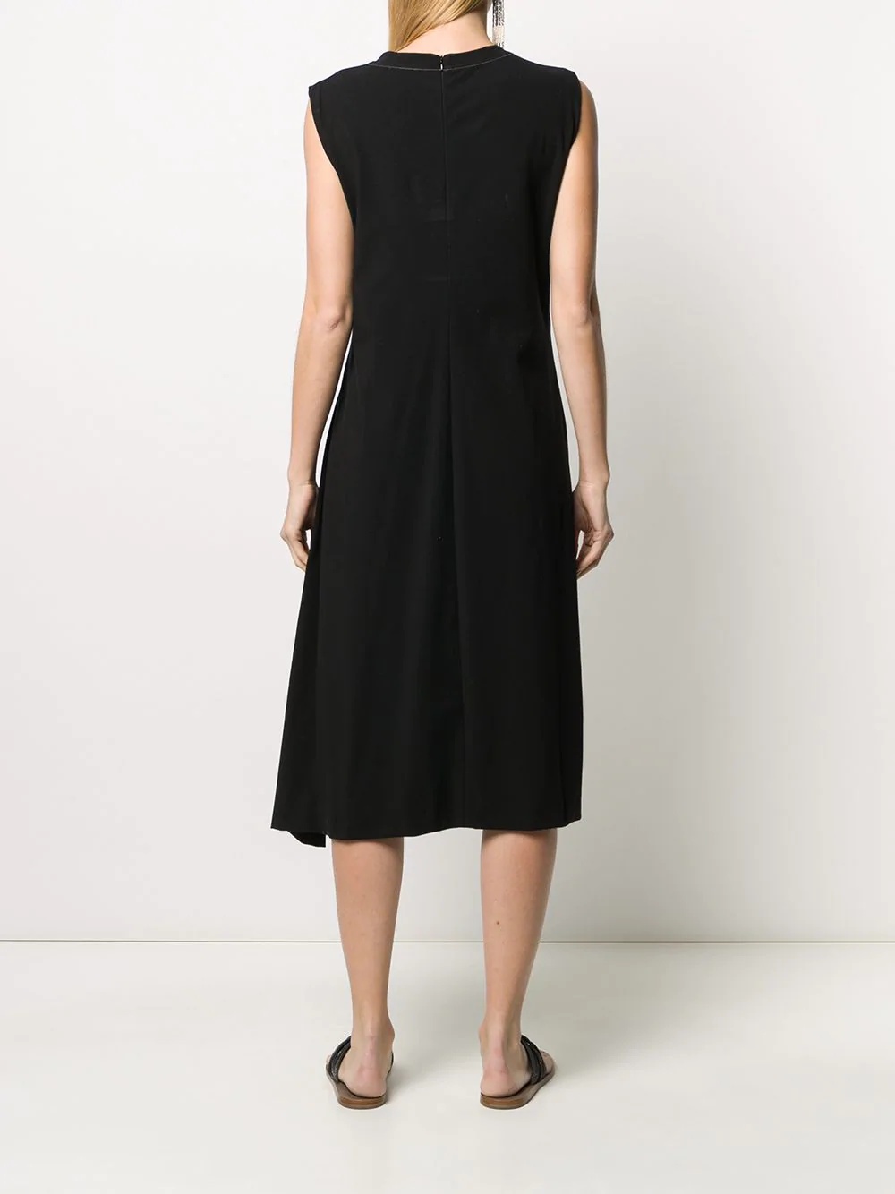 asymmetric pleated midi dress - 4